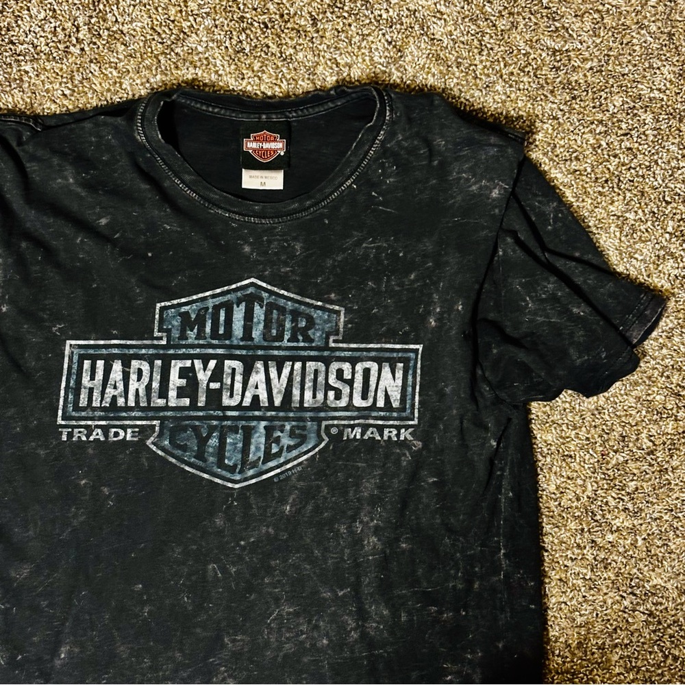 Harley-Davidson Distressed Black Tee with Logo